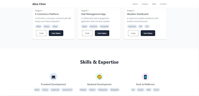 deliver a modern portfolio page using HTML, CSS and javascript
