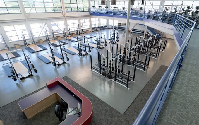 luxury 3d fitness center, gym,sport complex,training facility,health club render