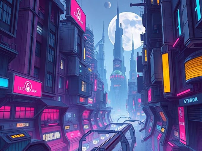 Create a science fiction city, cyberpunk, futuristic scifi art ...