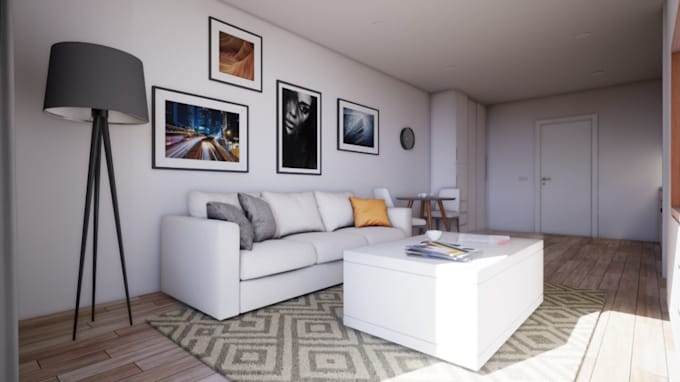 upgrade functional interior space, tiny house, minimalist rendering, room layout