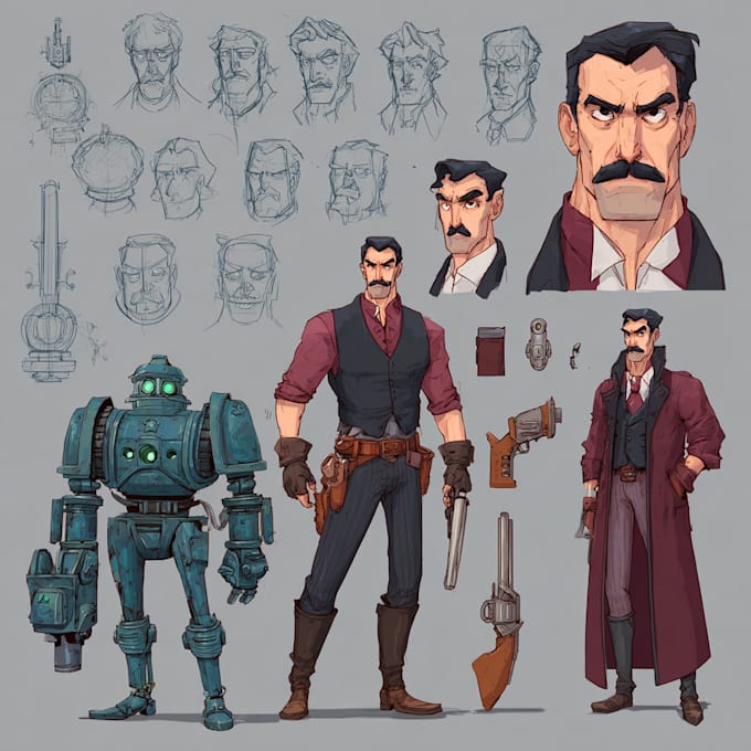 draw 2d game character for game art