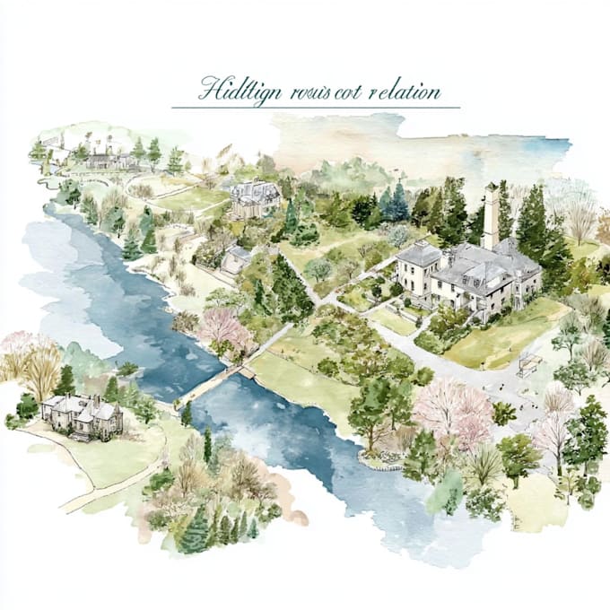paint a customized digital watercolor wedding map