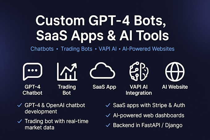 do ai chatbot gpt 4 bot trading bot vapi ai sass app and ai website