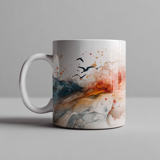 create a custom mug design using watercolors