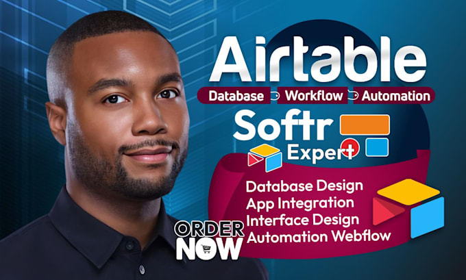 setup airtable database, airtable automation, integrate softr webapp, workflow
