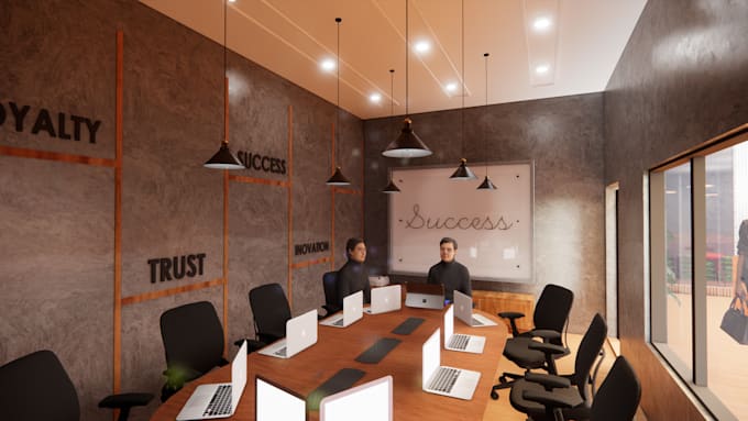 design and rendering interior office, workspace, building