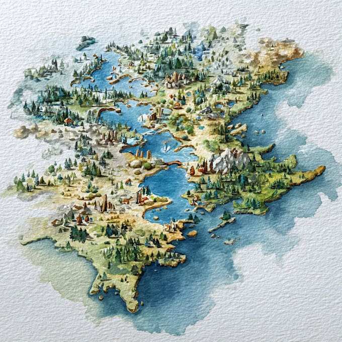 do custom watercolor wedding map