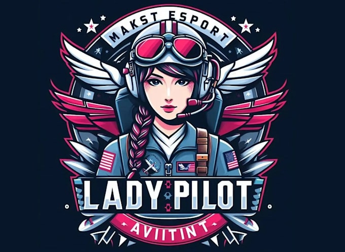 make esport lady pilot aviation logo