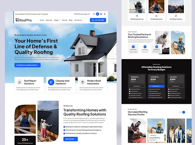 build hvac roofing website, plumbing contractor landing page website