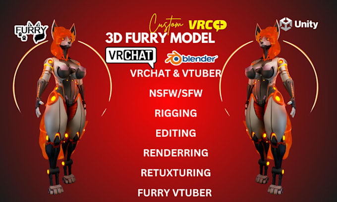 do vrchat avatar commission, anime or furry nsfw avatar, vrc avatar vr character