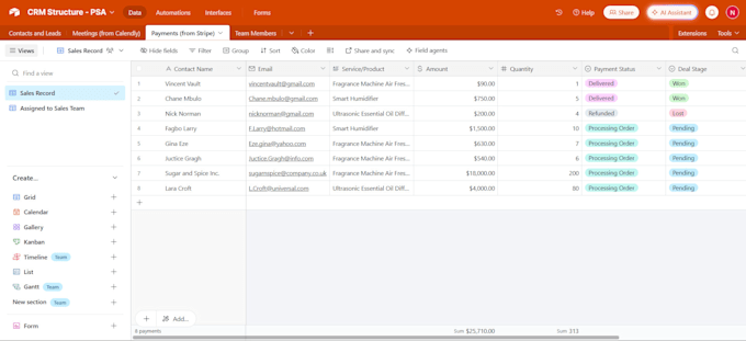 design airtable workflow and task automation for CRM