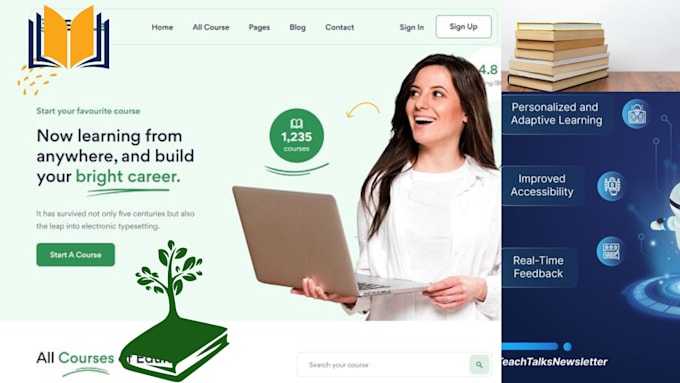 create elearning website lms website online courses wordpress website