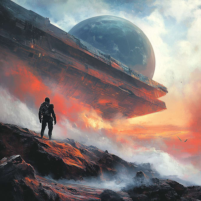 draw illustration, sci fi book sketch, digital illustration,