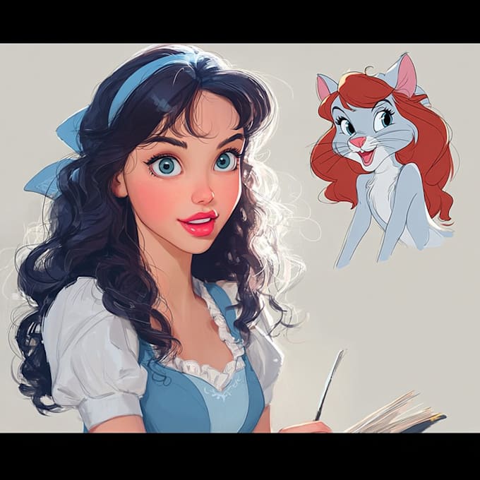draw a cute disney cartoon portrait