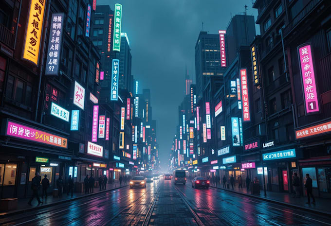 Create a cyberpunk futuristic city and background by Demabura300 | Fiverr