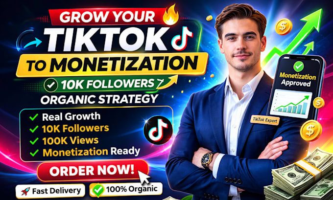 create a tiktok growth strategy to reach monetization and 10k followers