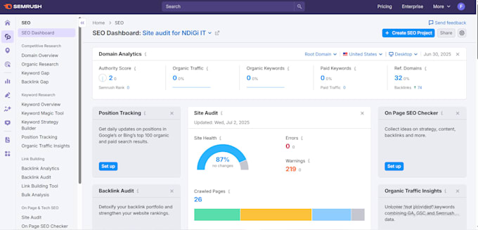 do ahrefs, semrush site audit report with actionable fixes
