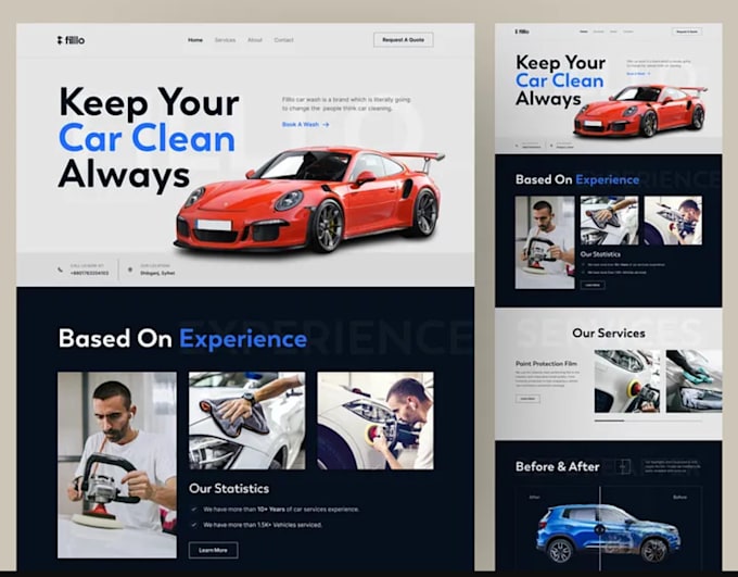 build auto repair booking site, car wash website design, car cleaning website