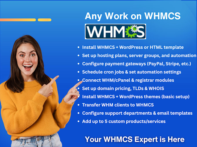 setup, configure, and fix issues on your whmcs website