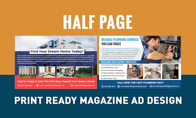 design full half quarter page print ready magazine ad