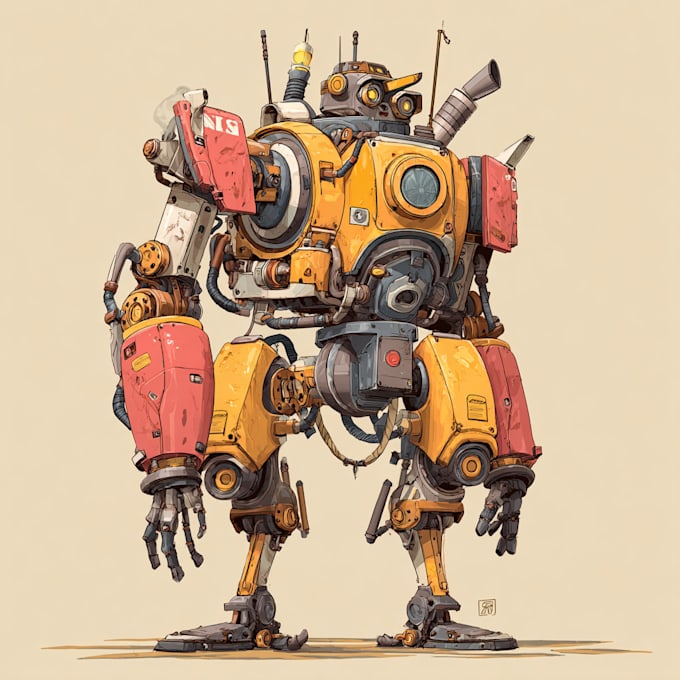 create a sci fi robot and mecha concept art