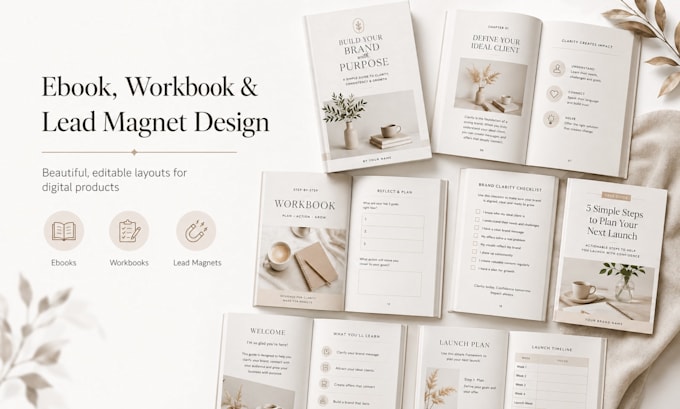 design ebook pdf, workbook, lead magnet in canva pro
