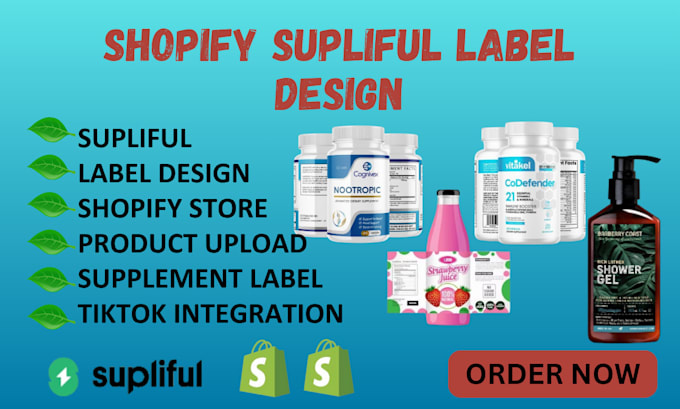 create shopify supliful products upload, supliful label design nfskin care