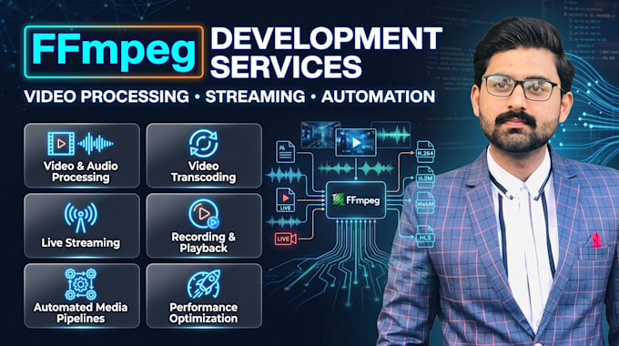 develop custom ffmpeg solutions for video processing and streaming