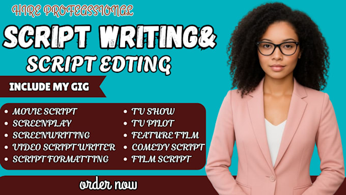 write movie script film script screenplay stage play TV series comedy script