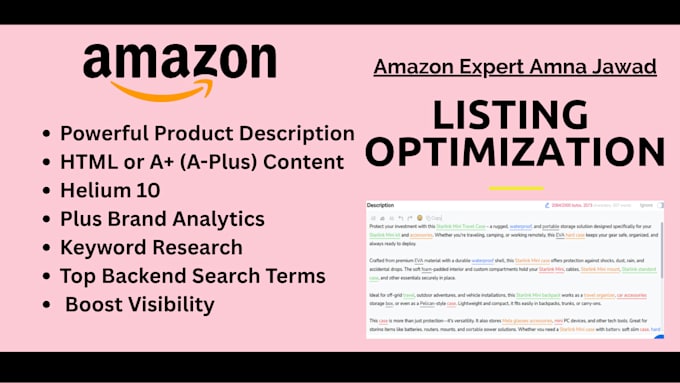 write amazon product listing description and SEO amazon listing optimizat