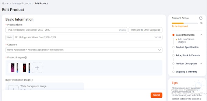 handle daraz product listing and management