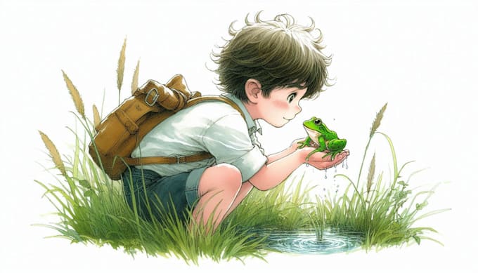 a whimsical storybook page with adorable characters
