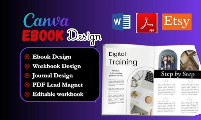 design editable canva ebook, workbook, carousel lead magnet ebook for amazon kdp