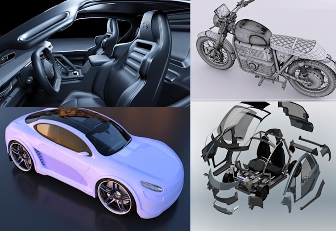 design 3d mechanical part 3d electric vehicle 3d automotive car model solidworks