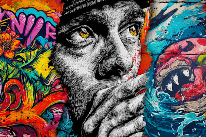 create unique street art graffiti collage