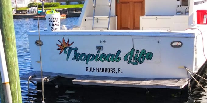 design a unique boat logo with wave and ocean elements
