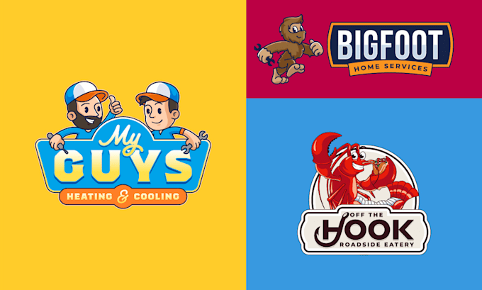 create a cartoon mascot logo with emblem for your business