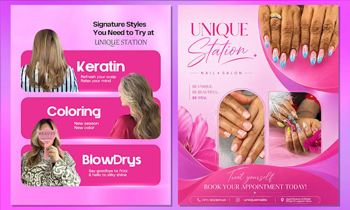 design authentic beauty salon, hair and lash flyer