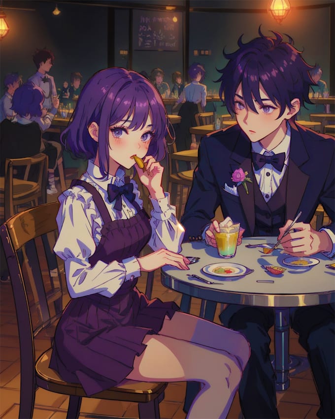 draw couples anime style art