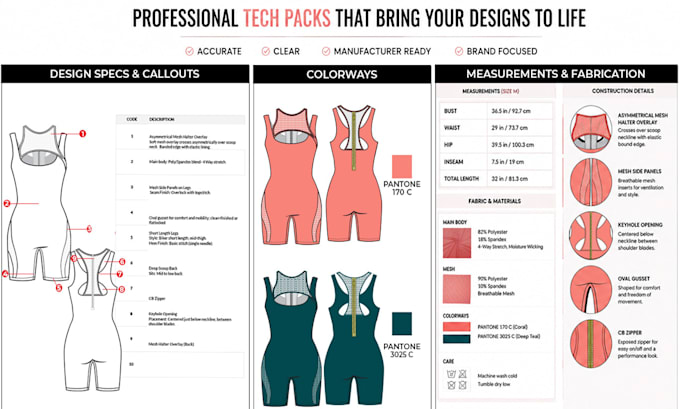 create professional technical flat sketches and tech sheets
