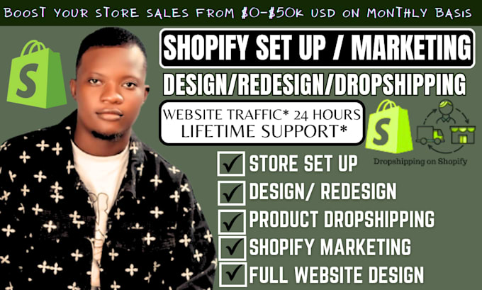 do shopify redesign, design shopify online ecommerce website for passive income