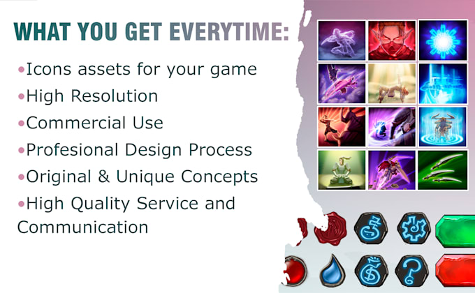 design custom icons, ui, 2d art for your game