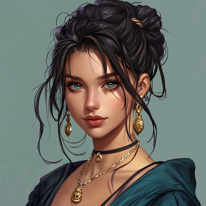 character waist up painting in my style original character