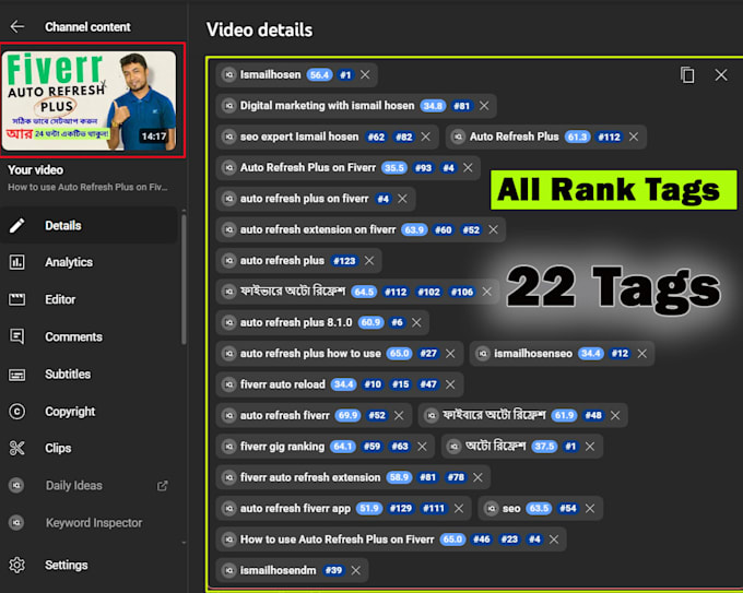 be your youtube video SEO specialist for top ranking