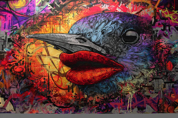 illustrate amazing custom graffiti, wall arts or murals