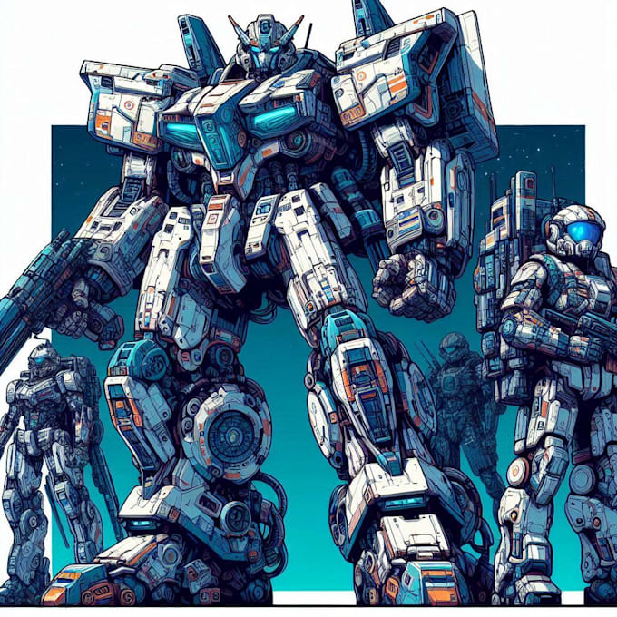 design futuristic mecha robots and pilots