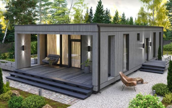redesign 3d container house, public facilities,office container building,cgi,zen