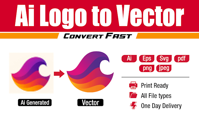 convert ai generated logo to a clean print ready vector in 24 hours