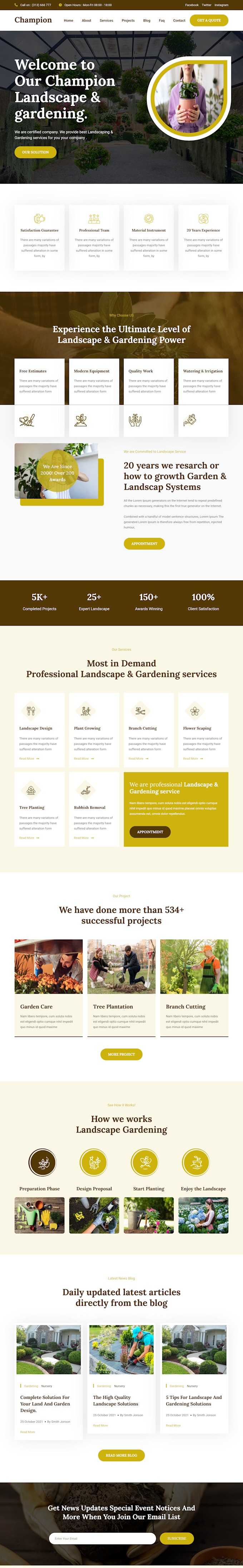 design a professional landscaping and gardening website
