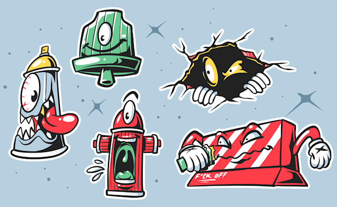 draw custom pop art or street art illustration sticker packs